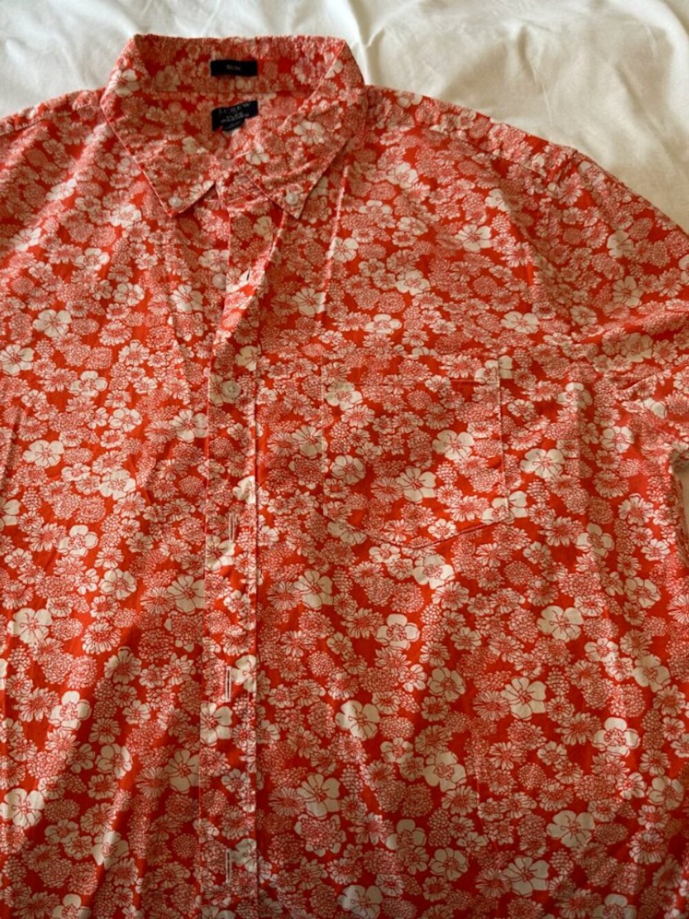 Flex Washed JCrew floral short sleeve button down, cotton stretch, Hawaiian